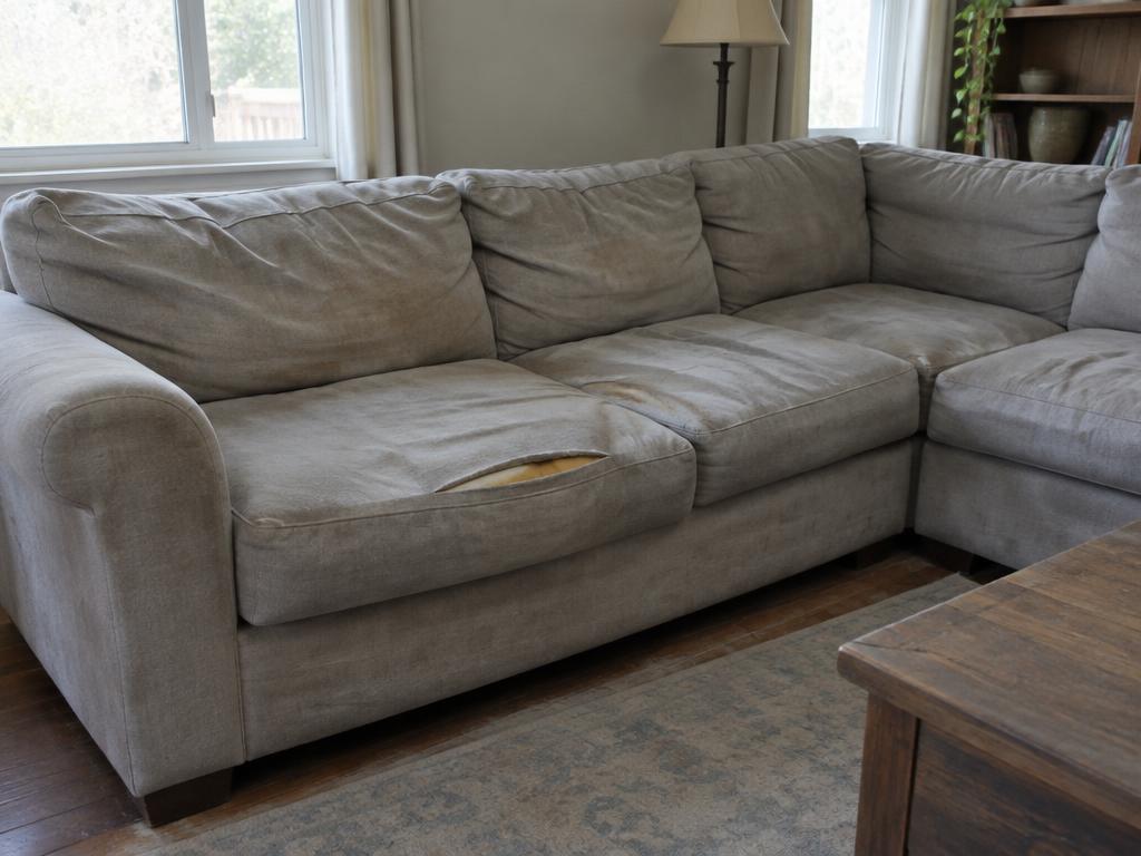 Old worn-out sofa before repair